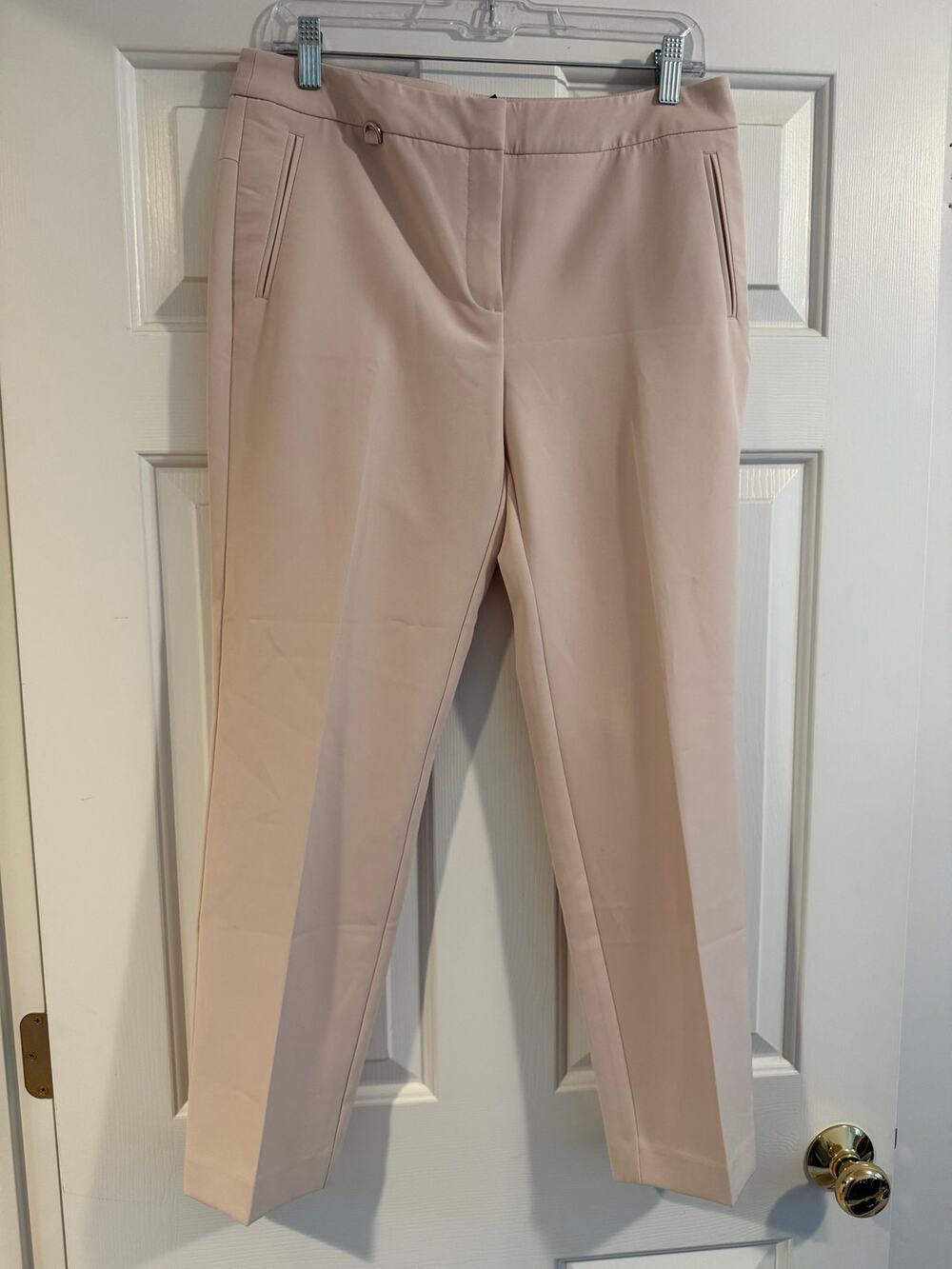Adrianna Papell Millennium Kate Fit Trousers - Blush Pink / Cream - Size 8